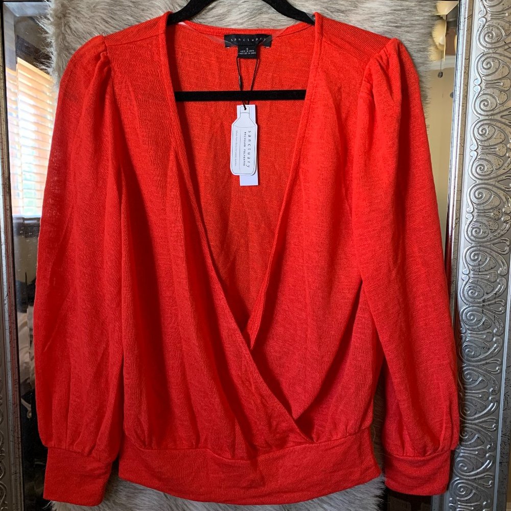 NWT S red wrap sweater